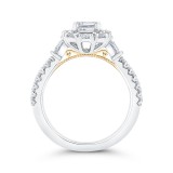 Shah Luxury 14K Two Tone Gold Emerald Cut Diamond Halo Engagement Ring (Semi-Mount) photo 4