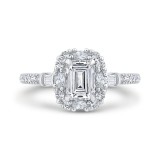 Shah Luxury 14K Two Tone Gold Emerald Cut Diamond Halo Engagement Ring (Semi-Mount) photo