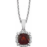 14K White Mozambique Garnet & .05 CTW Diamond 18 Necklace photo