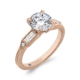 Shah Luxury 14K Rose Gold Round and Baguette Diamond Engagement Ring (Semi-Mount) photo 2