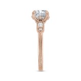 Shah Luxury 14K Rose Gold Round and Baguette Diamond Engagement Ring (Semi-Mount) photo 3