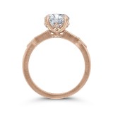 Shah Luxury 14K Rose Gold Round and Baguette Diamond Engagement Ring (Semi-Mount) photo 4