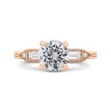 Shah Luxury 14K Rose Gold Round and Baguette Diamond Engagement Ring (Semi-Mount) photo