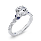 Shah Luxury 14K White Gold Round Diamond Engagement Ring with Sapphire (Semi-Mount) photo 2