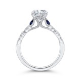 Shah Luxury 14K White Gold Round Diamond Engagement Ring with Sapphire (Semi-Mount) photo 4