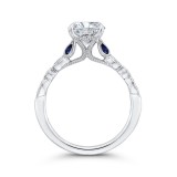 Shah Luxury 14K White Gold Round Diamond Engagement Ring with Sapphire (Semi-Mount) photo 4