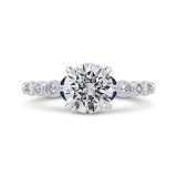 Shah Luxury 14K White Gold Round Diamond Engagement Ring with Sapphire (Semi-Mount) photo