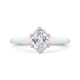 Shah Luxury 14K Two-Tone Gold Oval Diamond Solitaire Engagement Ring  (Semi-Mount) photo