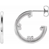 14K White 20 mm Vintage-Inspired Hoop Earrings photo