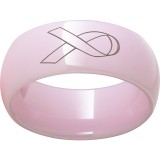 Pink Diamond CeramicDomed Ring with Breast Cancer Ribbon Laser Engraving photo