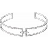 14K White 3/4 CTW Diamond Cuff 6 Bracelet photo