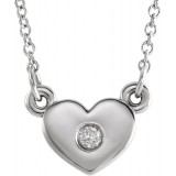 14K White .03 CTW Diamond Heart 16 Necklace photo