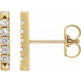 14K Yellow 1/8 CTW Diamond French-Set Bar Earrings photo