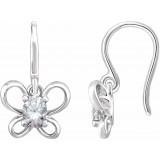 14K White 4x3 mm Oval April Youth Butterfly Birthstone Earrings photo