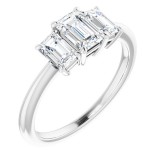 14K White 6x4 mm Emerald Cubic Zirconia & 1 1/5 CTW Diamond Engagement Ring photo 2