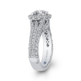 Shah Luxury Round Diamond Halo Engagement Ring with Split Shank In 14K White Gold (Semi-Mount) photo 3