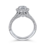 Shah Luxury Round Diamond Halo Engagement Ring with Split Shank In 14K White Gold (Semi-Mount) photo 4