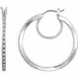 14K White 1/4 CTW Diamond Hoop Earrings photo