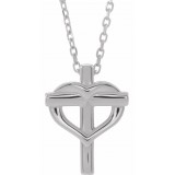 14K White Youth Cross with Heart 15 Necklace photo