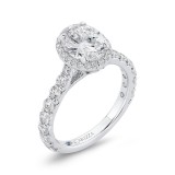 Shah Luxury Oval Diamond Halo Engagement Ring In 14K White Gold (Semi-Mount) photo 2