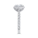 Shah Luxury Oval Diamond Halo Engagement Ring In 14K White Gold (Semi-Mount) photo 3