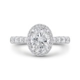 Shah Luxury Oval Diamond Halo Engagement Ring In 14K White Gold (Semi-Mount) photo