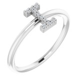 14K White .04 CTW Diamond Initial I Ring photo