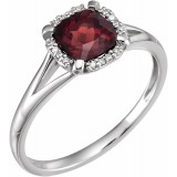 14K White Mozambique Garnet & .05 CTW Diamond Ring photo