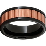 Black Diamond Ceramic Pipe Cut Band with a New Jersey Pattern Copper Inlay photo