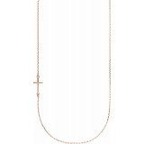 14K Rose Off-Center Sideways Cross 16 Necklace photo