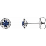 14K White Blue Sapphire & 1/8 CTW Diamond Earrings photo
