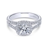 Gabriel & Co. 14k White Gold Contemporary Halo Engagement Ring photo