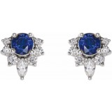 Platinum Blue Sapphire & 1/6 CTW Diamond Earrings photo 2