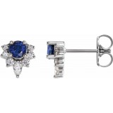 Platinum Blue Sapphire & 1/6 CTW Diamond Earrings photo