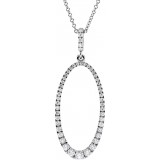 14K White 5/8 CTW Diamond Oval Silhouette 18 Necklace photo