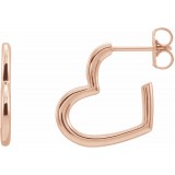 14K Rose Heart Hoop Earrings photo