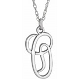 14K White Script Initial O 16-18 Necklace photo
