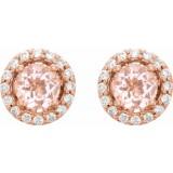 14K Rose Morganite & 1/5 CTW Diamond Earrings photo 2