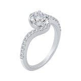 Shah Luxury 14K White Gold Oval Cut Diamond Promise Engagement Ring (Semi-Mount) photo 2