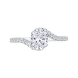 Shah Luxury 14K White Gold Oval Cut Diamond Promise Engagement Ring (Semi-Mount) photo