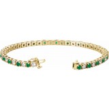 14K Yellow Emerald & 2 1/3 CTW Diamond Line 7 Bracelet photo 2