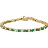 14K Yellow Emerald & 2 1/3 CTW Diamond Line 7 Bracelet photo