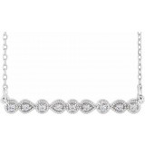 14K White .07 CTW Diamond Milgrain Bar 16-18 Necklace photo