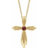 14K Yellow Mozambique Garnet Cross 16-18 Necklace photo