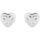 14K White .03 CTW Diamond Youth Heart Earrings photo 2