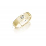 Henri Daussi 6mm Men's Wedding Band MBOV1 14k Gold Yellow 0.15 Ctw. photo 2