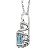 14K White Sky Blue Topaz & .02 CTW Diamond 18 Necklace photo 2