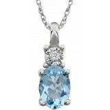 14K White Sky Blue Topaz & .02 CTW Diamond 18 Necklace photo