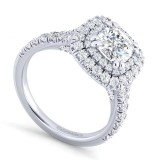 Gabriel & Co. 14k White Gold Entwined Double Halo Engagement Ring photo 3