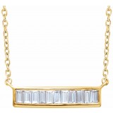 14K Yellow 1/4 CTW Diamond Baguette Bar 16-18 Necklace photo